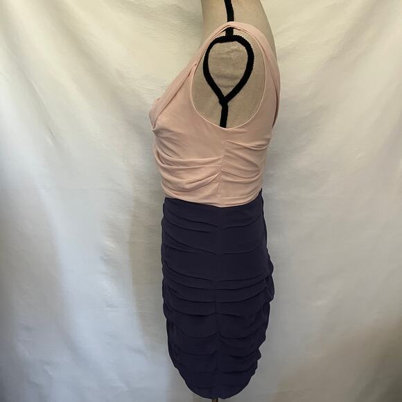 Express Color Block Sheath Dress Size 4 Pink Purple Square Neck Chiffon Fairy - Picture 4 of 15